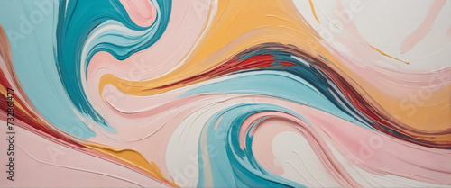 Vibrant and expressive abstract background in pastel tones created with broad strokes of oil paint photo