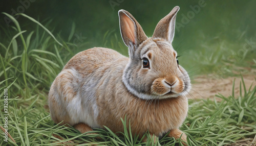 Illustration in oil painting style of a cute rabbit © SR07XC3