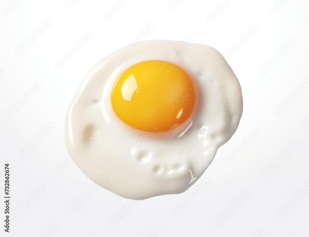 Tasty fried chicken egg isolated on white, top view Tasty fried chicken egg isolated on white, top view