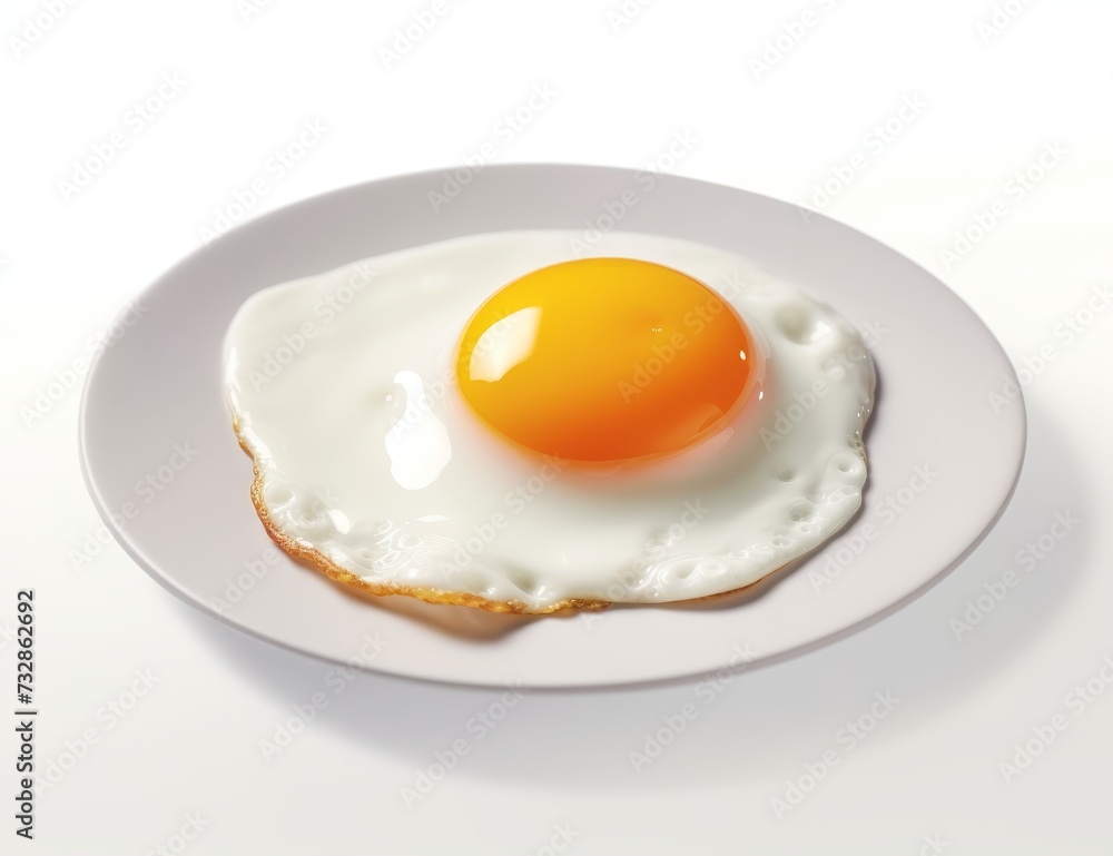 Tasty fried chicken egg isolated on white, top view Tasty fried chicken egg isolated on white, top view