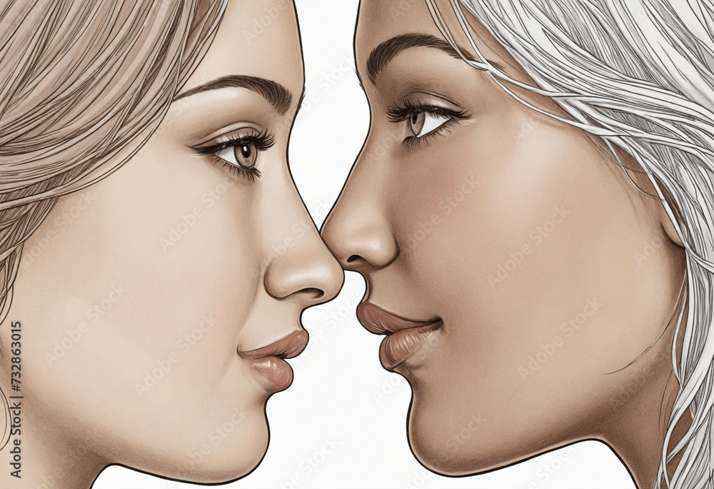 Two women side by side, symbolizing unity and strength Two women side by side, symbolizing unity and strength