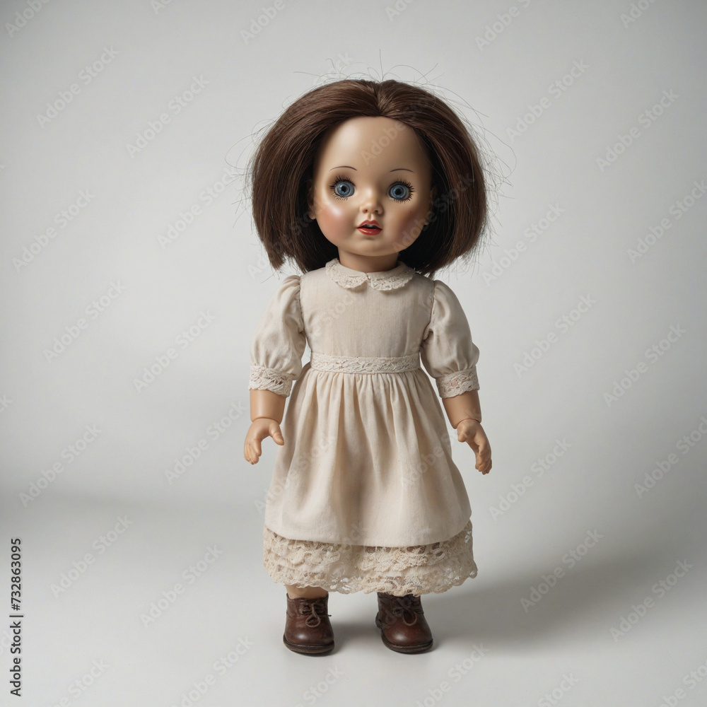Forgotten antique doll on clear background Forgotten antique doll on clear background