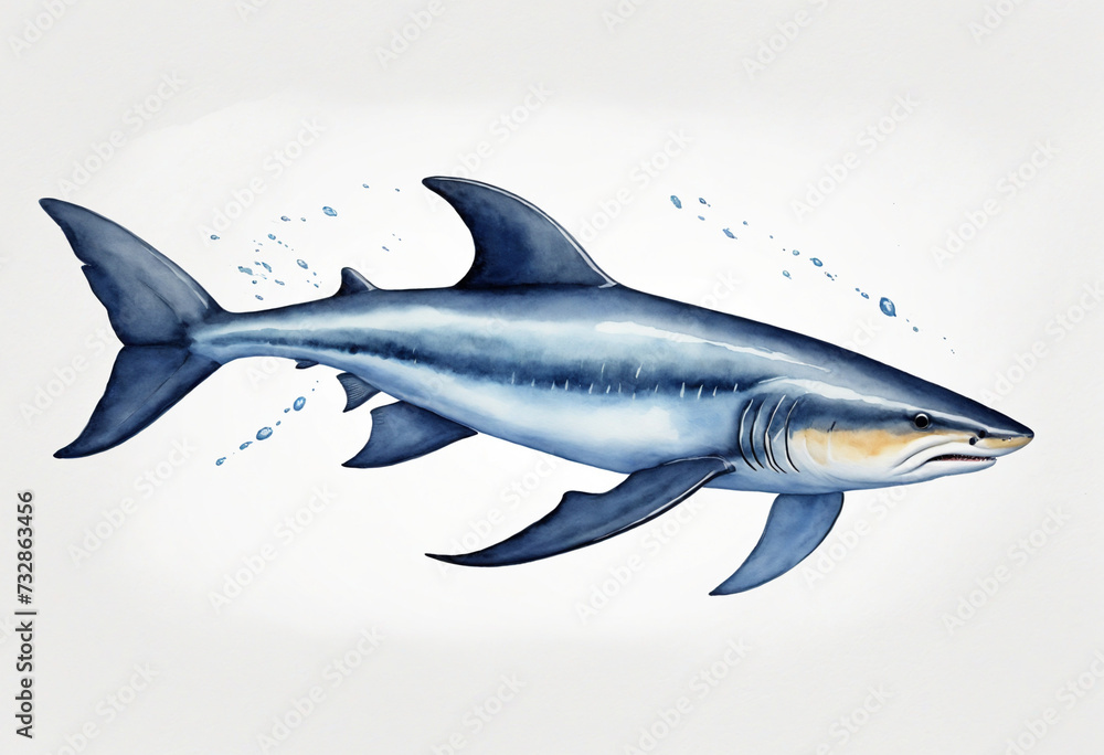 Fototapeta premium Underwater Predator Watercolor Clipart