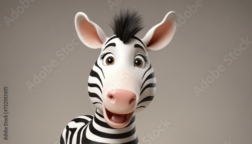Adorable animated zebra character