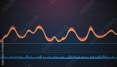 Audio soundwave scope signal as an abstract background depicting a sampled music sound wave frequency in a recording studio showing its amplitude photo