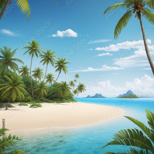 Clipart of small island with coconut trees and shrubs