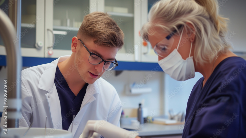 Male Dental Technician in Modern Lab Male Dental Technician in Modern Lab
