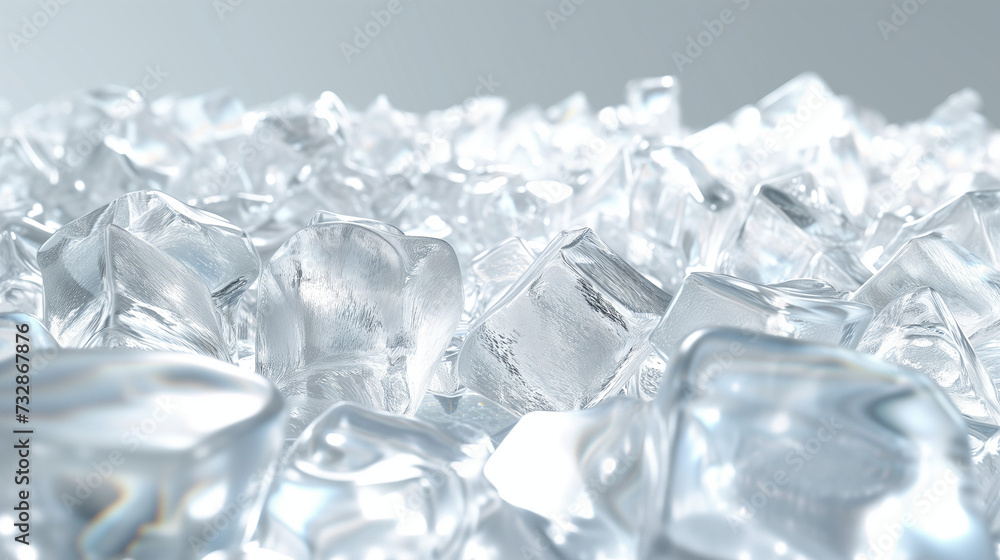 Pile of Ice Cubes on Table