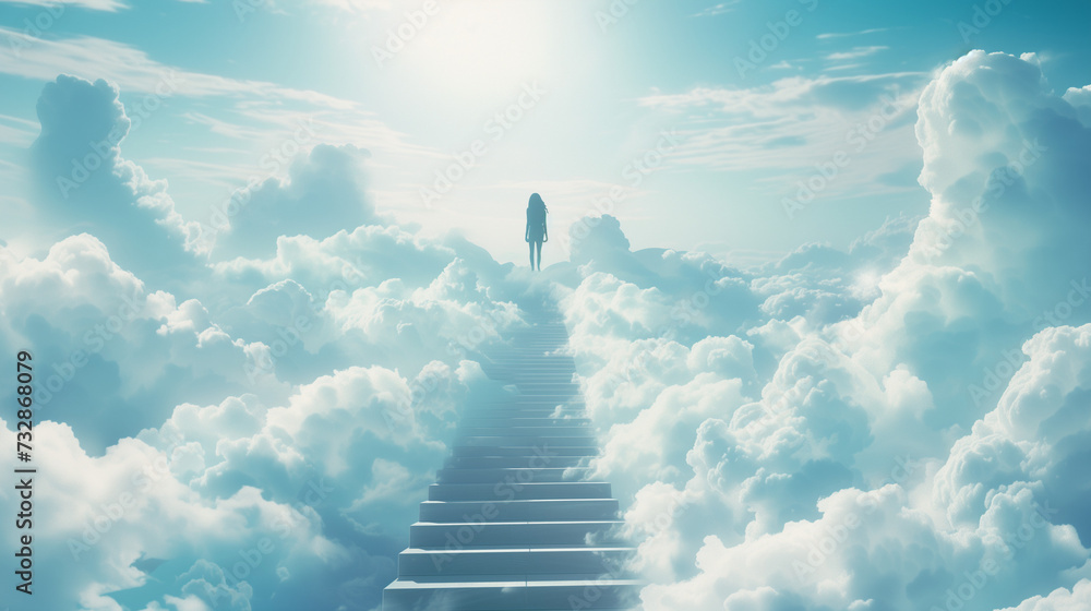 Woman Ascending Heavenly Stairway