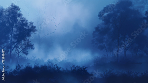 Foggy Forest: A Painting of Trees © Nelson