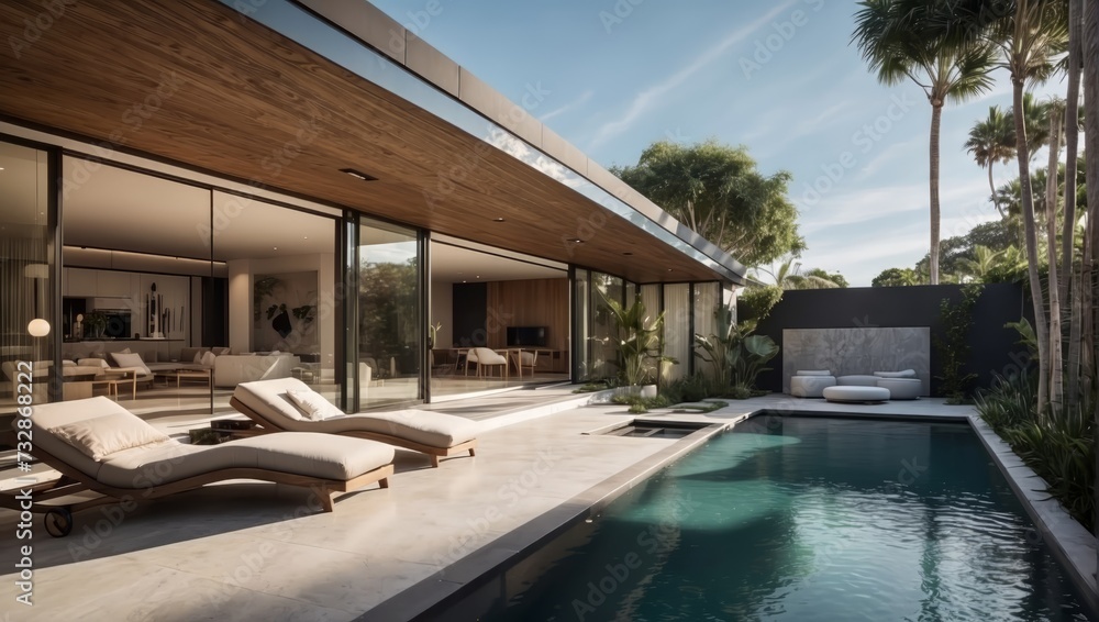 Fototapeta premium modern villa with pool,luxury,resort,outdoor