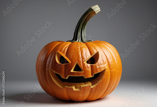 Spooky Halloween Jack-o-lantern Pumpkin Cutout with Shadow on Transparent Background (PNG)