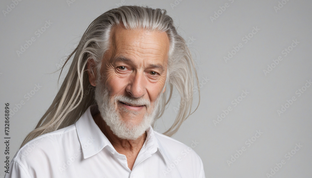 Obraz premium Elderly Gentleman with Long Dreads and White Shirt