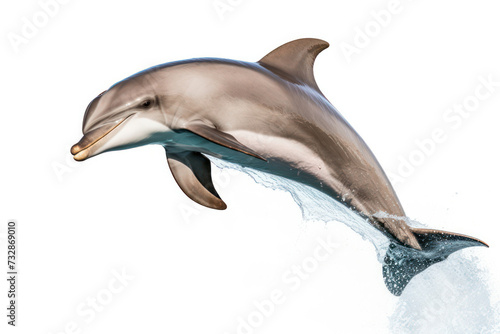 Playful Dolphin  A Majestic Blue Mammal of the Sea  Jumping in the Wild  against a Tropical Background