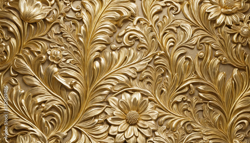 Gold leaf with large floral design
