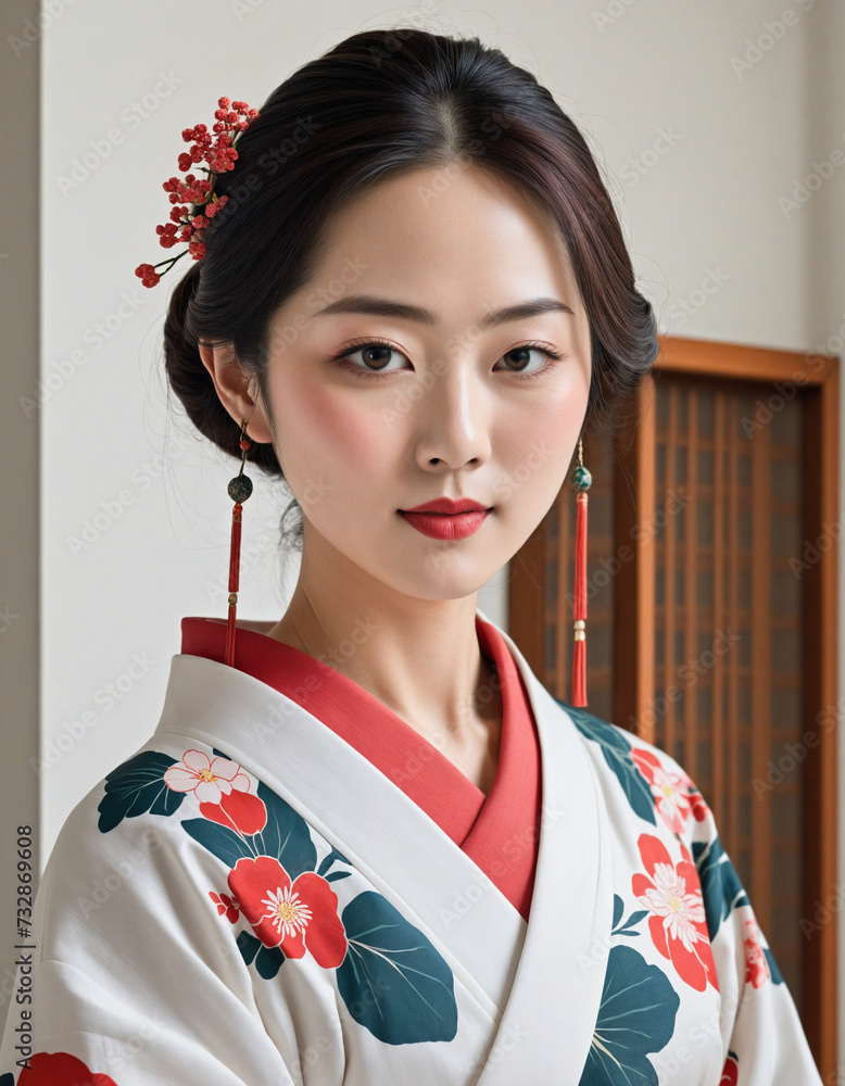 Traditional Japanese woman sketched in a Japanese sketchbook Traditional Japanese woman sketched in a Japanese sketchbook