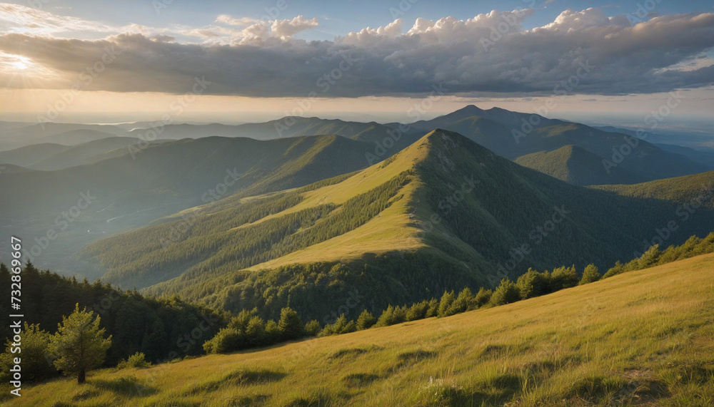 A Bright Ukrainian Carpathian Mountain Landscape Simulation