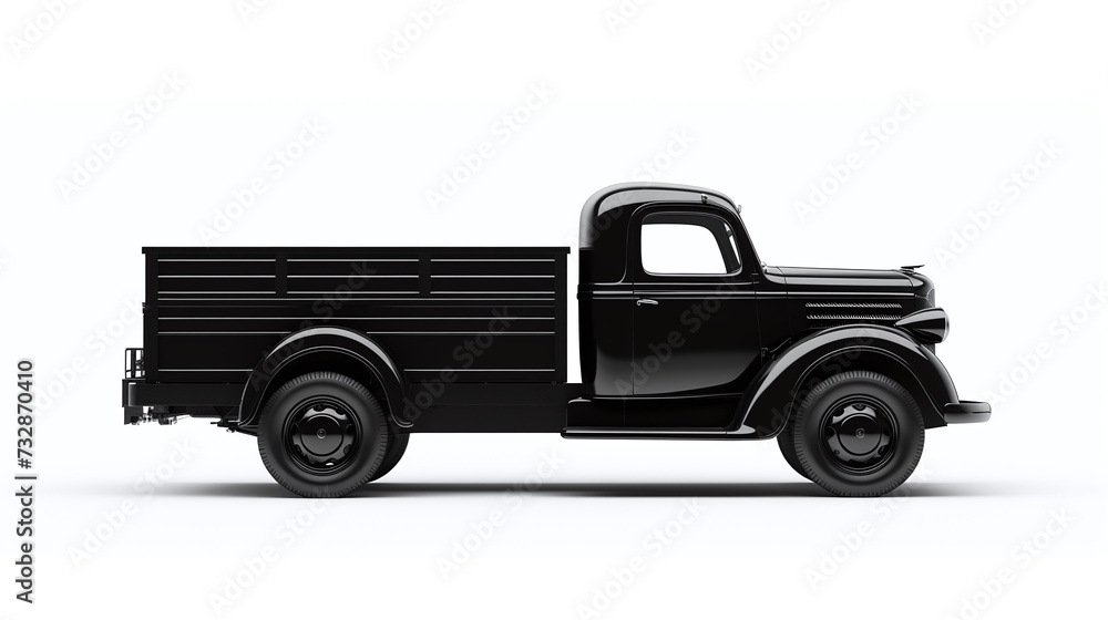 Black truck isolated on white background.