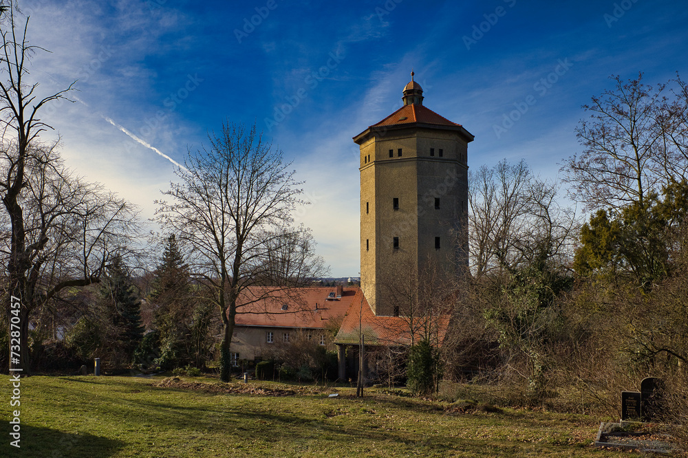 Wasserturm an der Bergkirche Beucha, Sachen, Deutschland