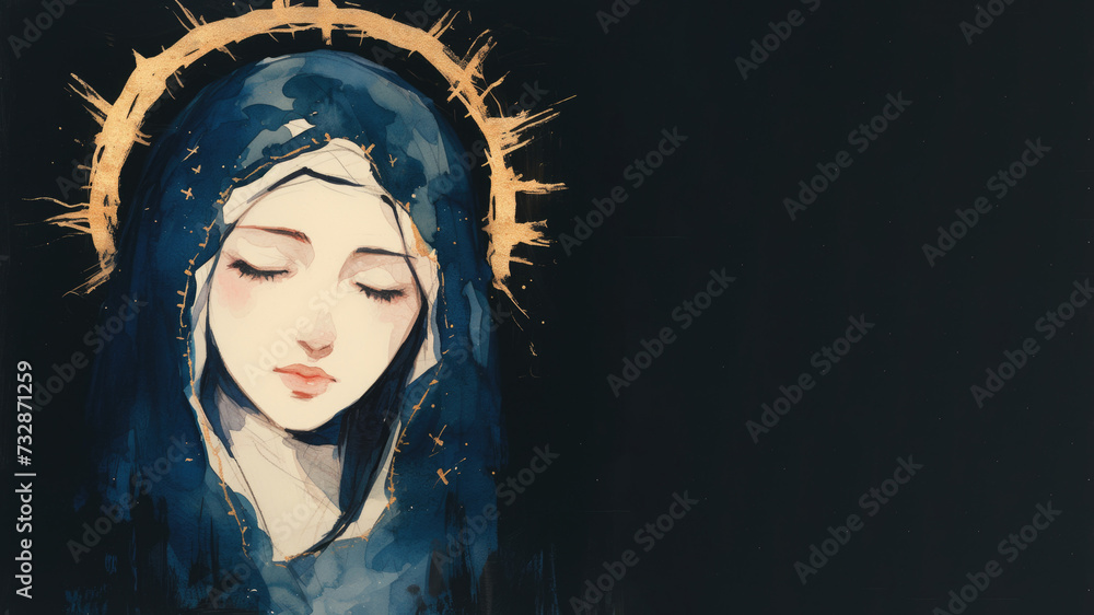 Virgin mary watercolor, Religious design art, Mary, holy Mary, Mother of jesus, Religion, Christianity
