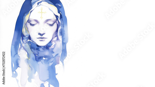 Virgin mary watercolor banner art, Religious design art, Mary, holy Mary, Mother of jesus, Religion, Christianity
