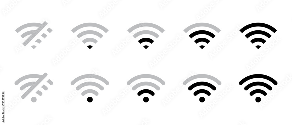 Wifi signal level icon vector in flat style. Wireless network sign symbol - obrazy, fototapety, plakaty 