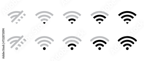 Wifi signal level icon vector in flat style. Wireless network sign symbol photo