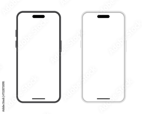 Smartphone mockup in black and silver color. Mobile phone. cellphone icon vector illustration photo