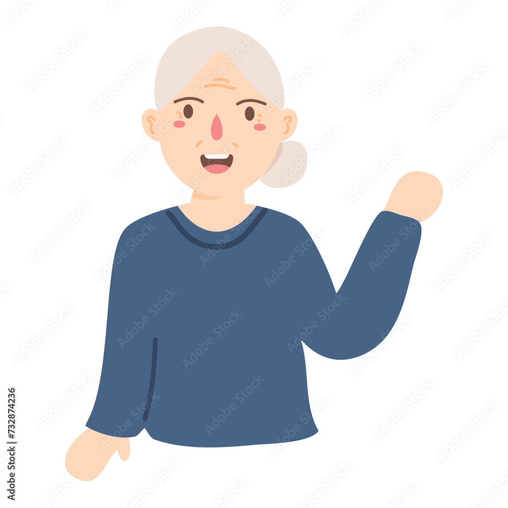 elderly pointing finger up illustration elderly pointing finger up illustration