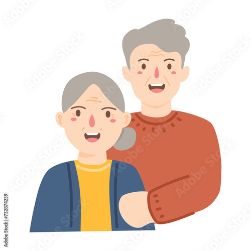 elderly man and woman smiling and greeting © firma