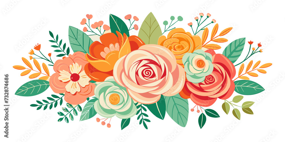 An exquisitely detailed vector illustration of sun-kissed roses