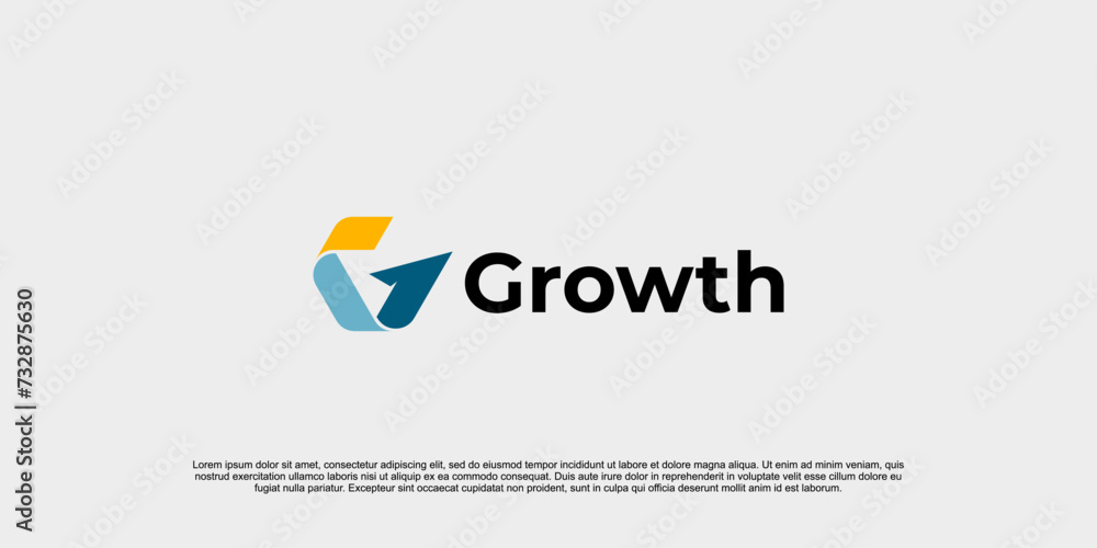 Fototapeta premium Growth up logo, arrow shape icon marketing company