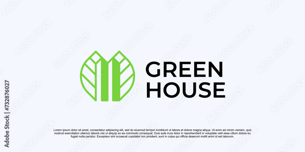 Green House logo Design vector, Nature House Logo Green House logo Design vector, Nature House Logo