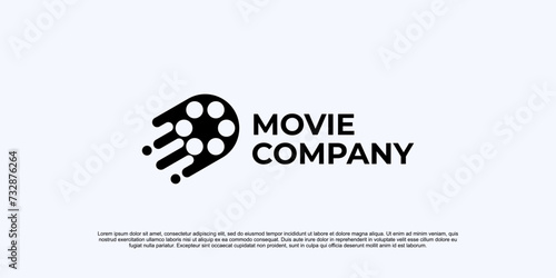 movie logo, film roll icon design idea, business logo.