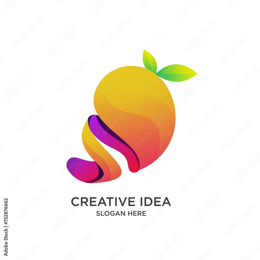 Fruits logo design gradient colorful simple modern Fruits logo design gradient colorful simple modern