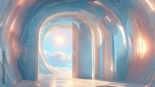 Door opening to the bright light, motion