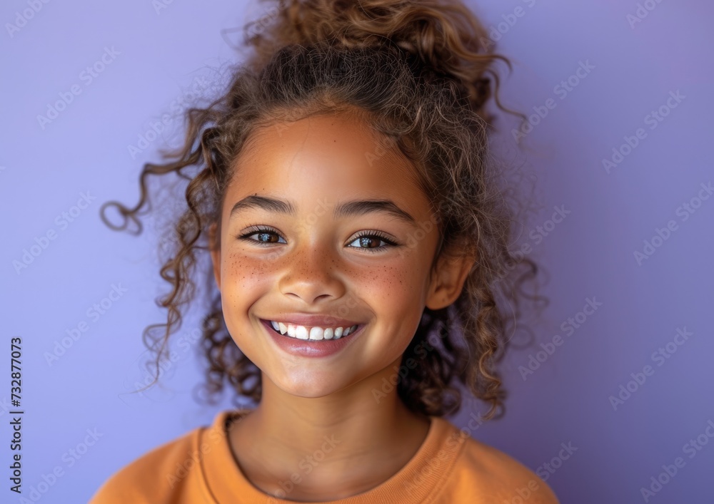 little African American girl with colorful sweatshirt in professional colorful photo studio background little African American girl with colorful sweatshirt in professional colorful photo studio background