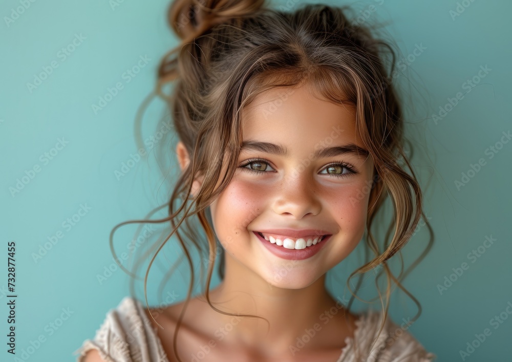 little caucasian girl with colorful sweatshirt in professional colorful photo studio background little caucasian girl with colorful sweatshirt in professional colorful photo studio background