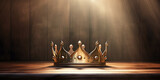 Gold Crown on a Wooden Table in the Sunlight