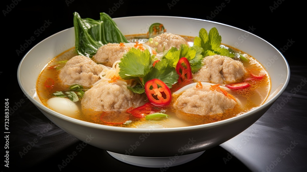 Clear Soup with Egg Tofu ,vegetable and Minced Pork ball ,thai food,Thai call kang jued tao hoo moo sab Clear Soup with Egg Tofu ,vegetable and Minced Pork ball ,thai food,Thai call kang jued tao hoo moo sab