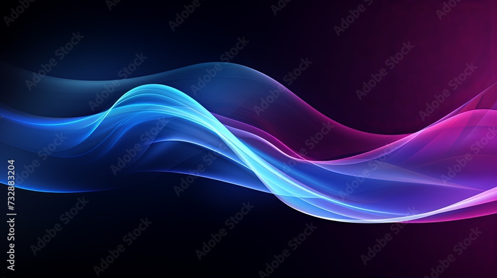 Dark abstract background with glowing wave. Shiny moving lines design element. Modern purple blue gradient flowing wave lines. Futuristic technology concept. Dark abstract background with glowing wave. Shiny moving lines design element. Modern purple blue gradient flowing wave lines. Futuristic technology concept.