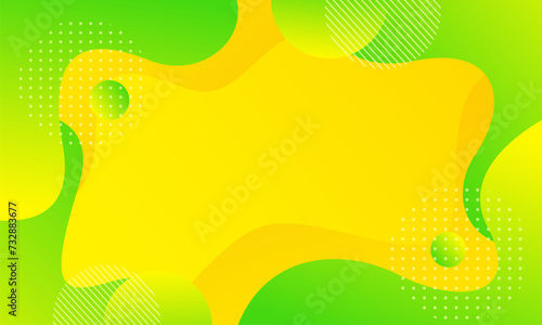Foto Bright green-yellow gradient background with fluid wave shapes
