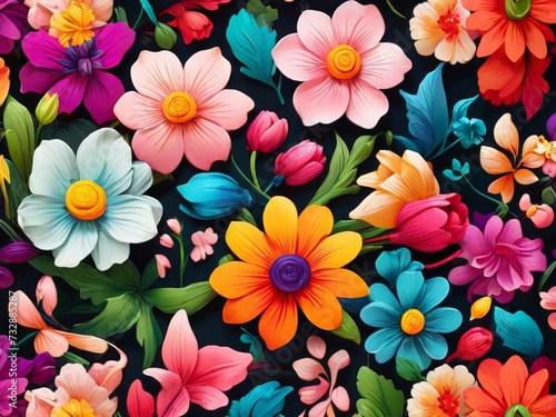 Pattern with flowers color beautiful