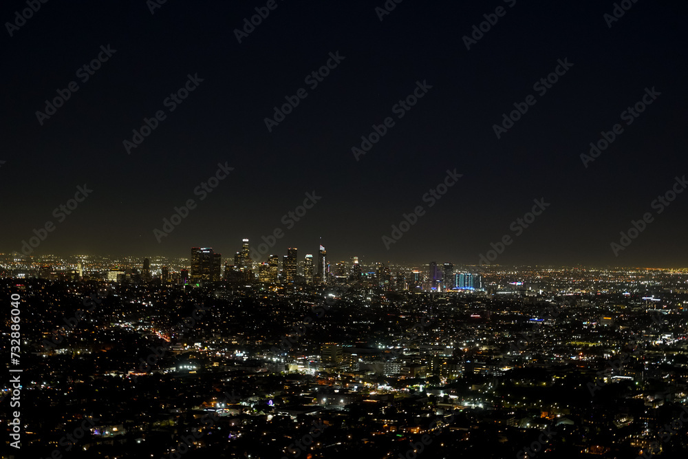 View of Los Angeles, California downtown at night