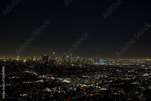 View of Los Angeles  California downtown at night