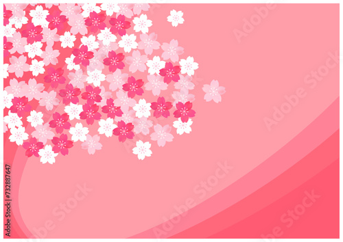 桜の花が美しい春の桜フレーム背景36濃い桜色