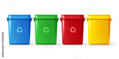 Colorful bins with recycle symbol vector Isolate on white background.