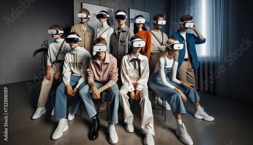 A group of people wearing VR glasses
