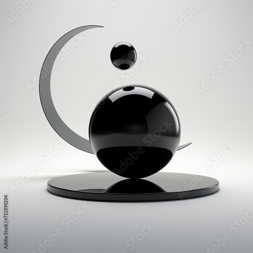 Generative AI black sphere, modern art, creativity. 