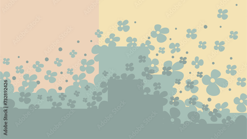 Abstract background with flowers, dots, vintage.